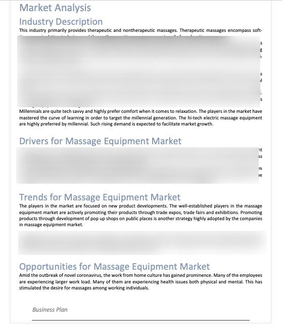 Massage Products Business Plan Oak Business Consultant