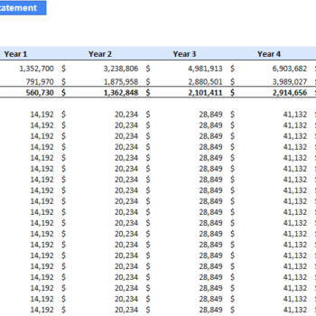 Customer Engagement Excel Financial Model - Income Statement