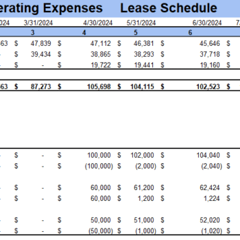 Excel Financial Model Template - Working Sheet