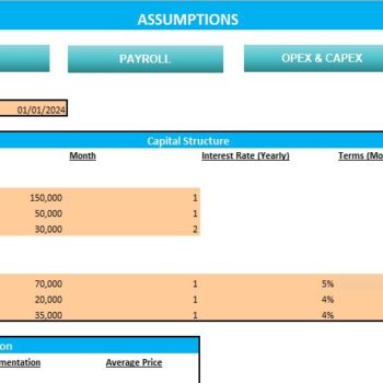 Auto Repair Excel Financial Model- Input Sheet