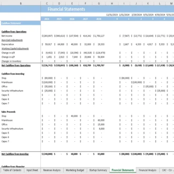 Digital Medical Assistant Financial Model - Cashflow Statement