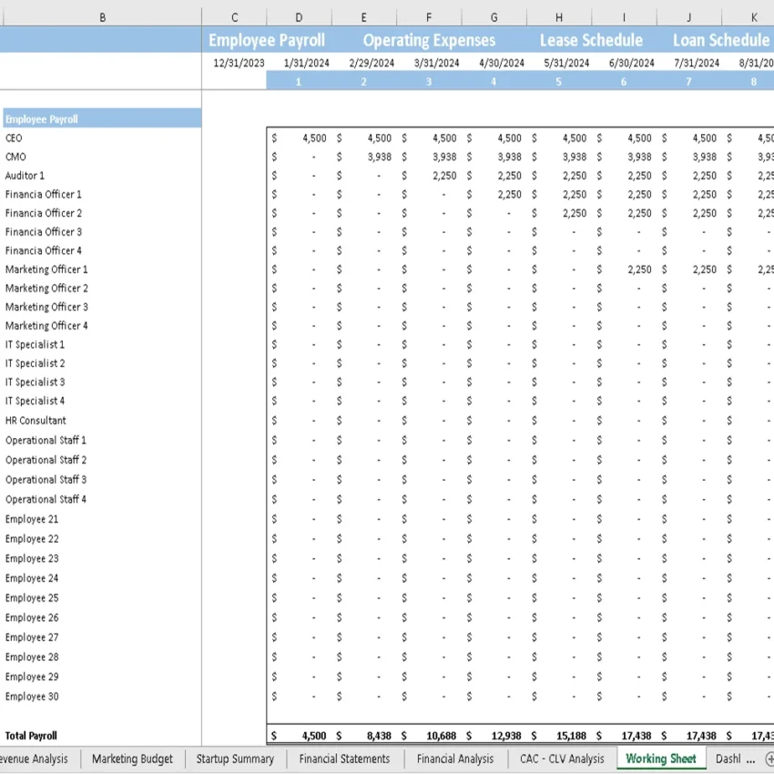 Digital Medical Assistant Financial Model - Working Sheet