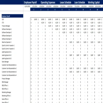 Online Jewellery Excel Financial Model-Working Sheet