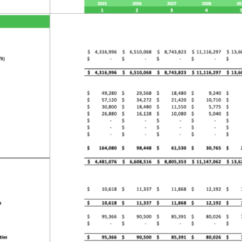 Solar Energy Excel Financial Model - Balance Sheet