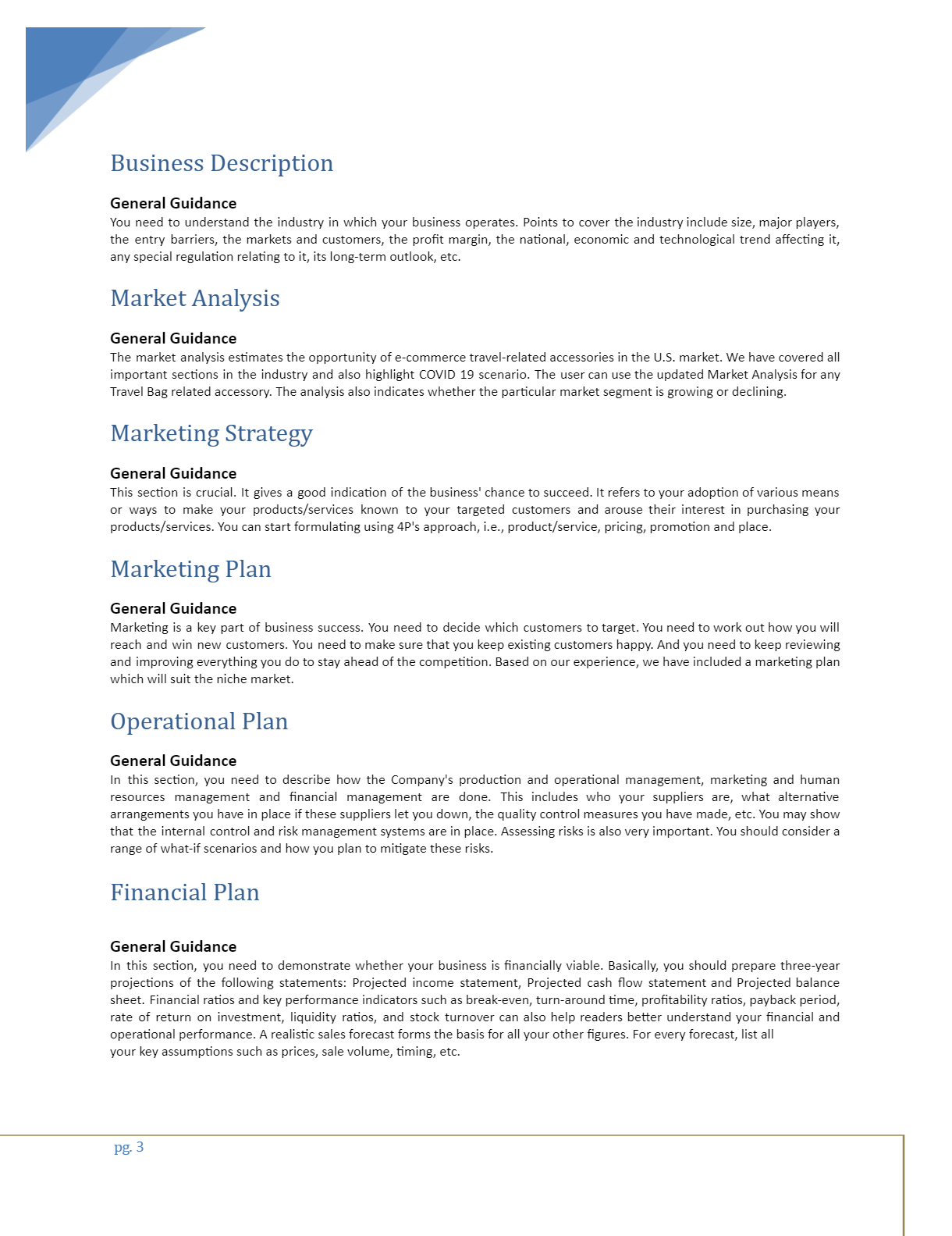Travel Accessory Business Plan Template