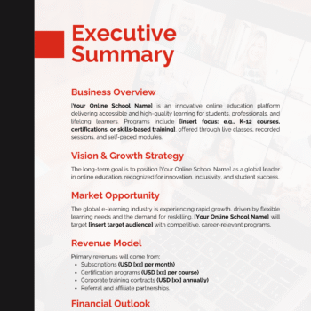 Online School Business Plan Template - Executive Summary