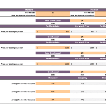 Salon Booth Rental Excel Financial Model - Input Sheet