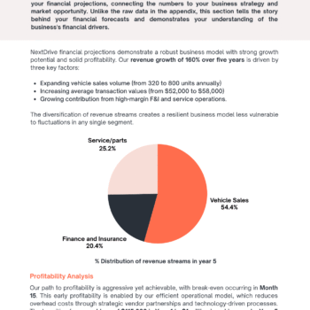 Car Dealer Business Plan Template - Financial Analysis
