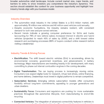 Car Dealer Business Plan Template - Industry Analysis