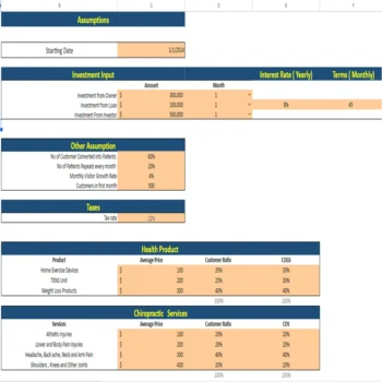 Chiropractor Model - Input Sheet