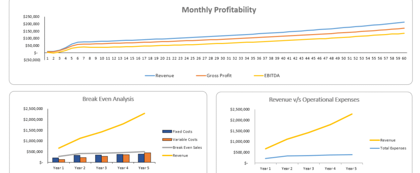 Cleaning Services Financial Model - Dashboard