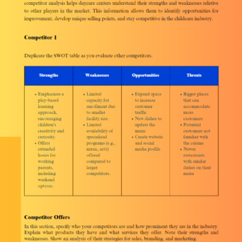 Daycare Center Business Plan Template-Competitor Analysis