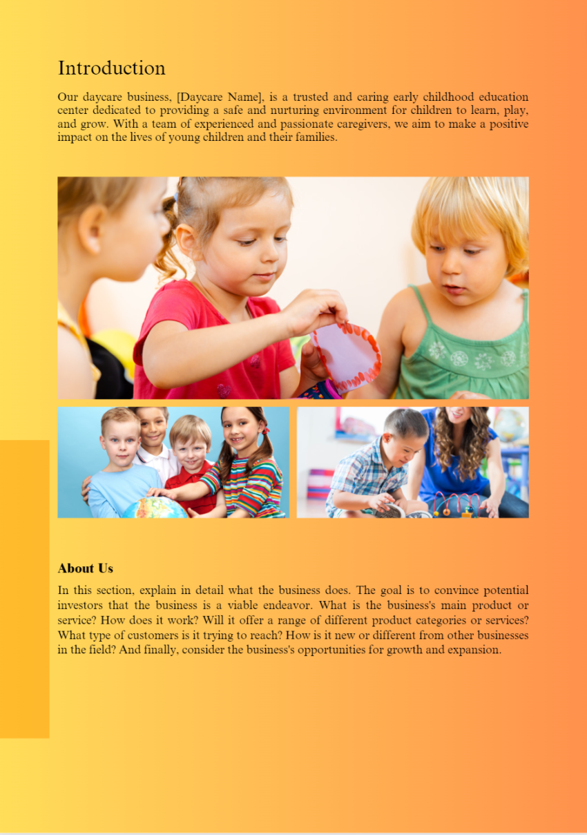 Daycare Center Business Plan Template-introduction