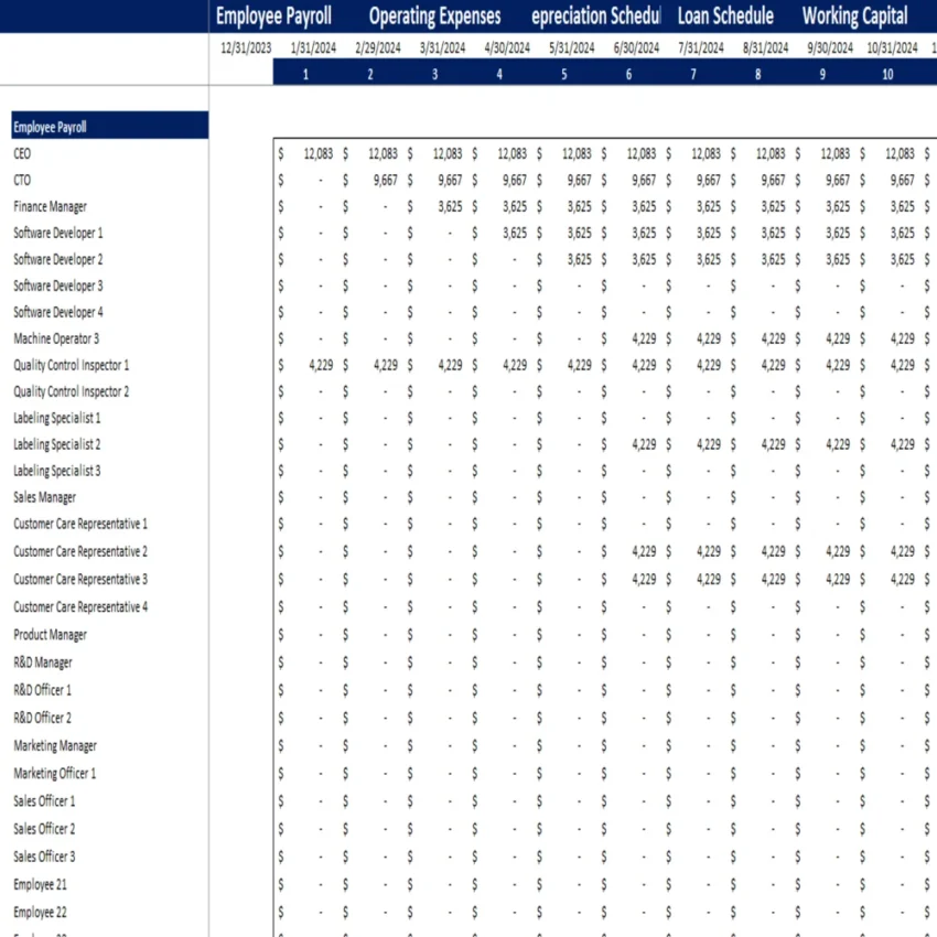 Movie Theatre Excel Financial Model - Working Sheet