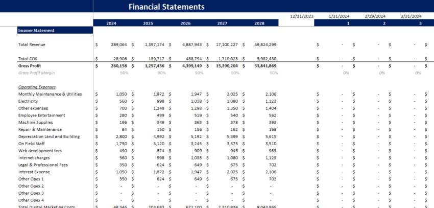 Book-keeping-Agency-Financial-Model-Income Statement