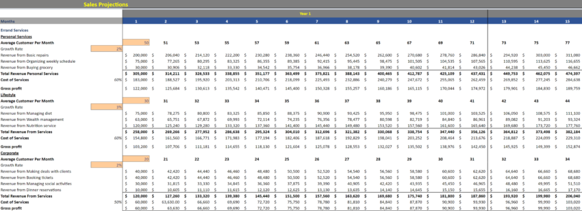 Errand Service Financial Model Template