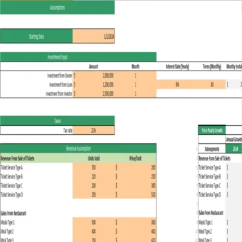 Fishing Club Excel Financial Model Template- Assumptions