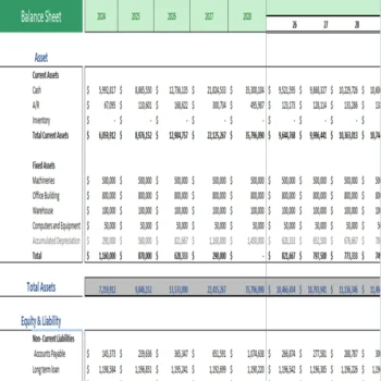 Fishing Club Excel Financial Model Template- Balance Sheet