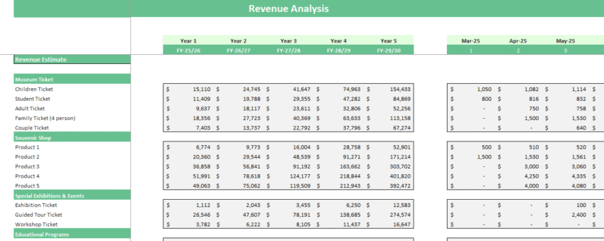 Museum Financial Model - Revenue Analysis