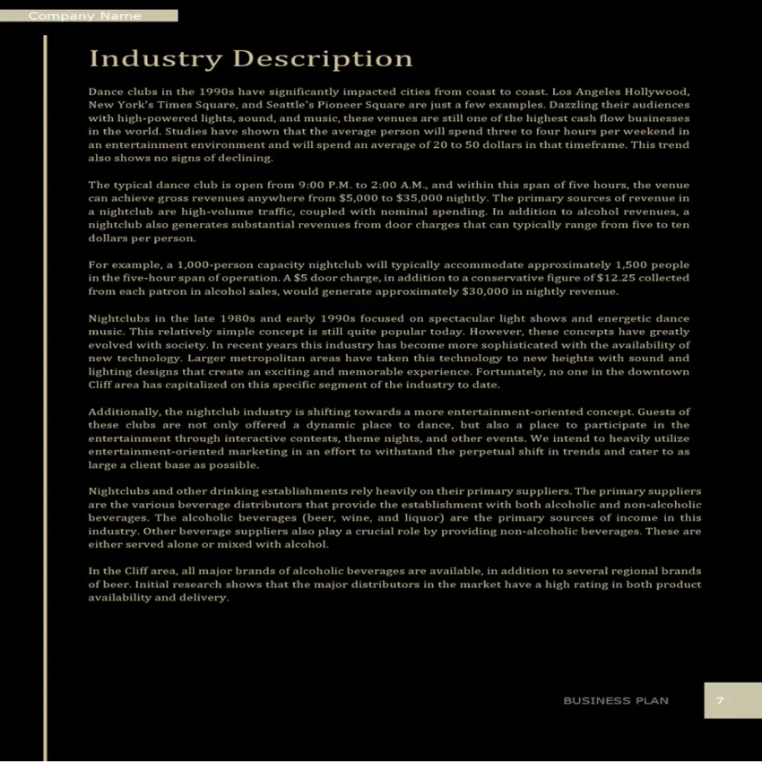 Night Club Business Plan-Industry Overview