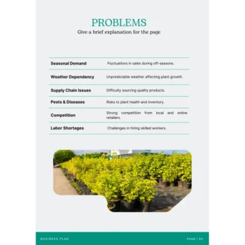 Nursery Garden Business Plan Template - Problems