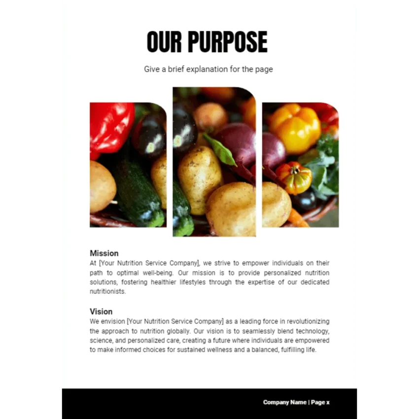 Nutrition Service Business Plan - Mission and Vision