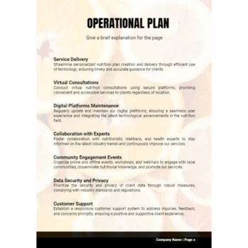 Nutrition Service Business Plan - Operational Plan