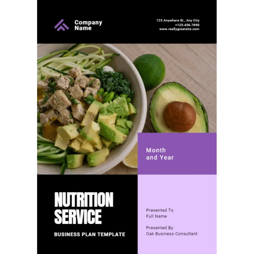 Nutrition Service Business Plan - Title Page