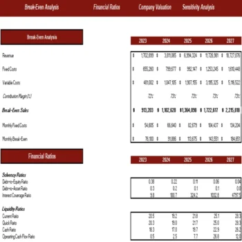Skatepark Excel Financial Model Template - Financial Analysis