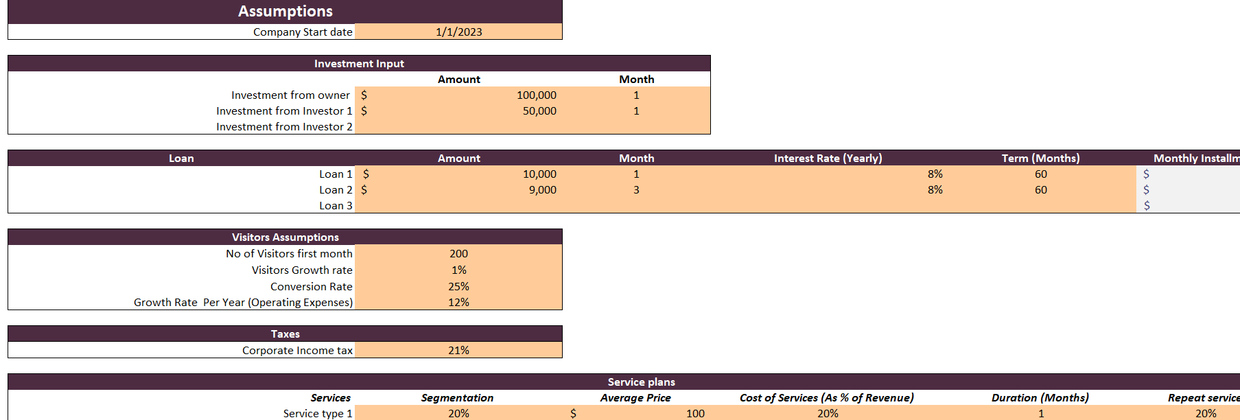 Drug Rehab Excel Financial Model Template-Input