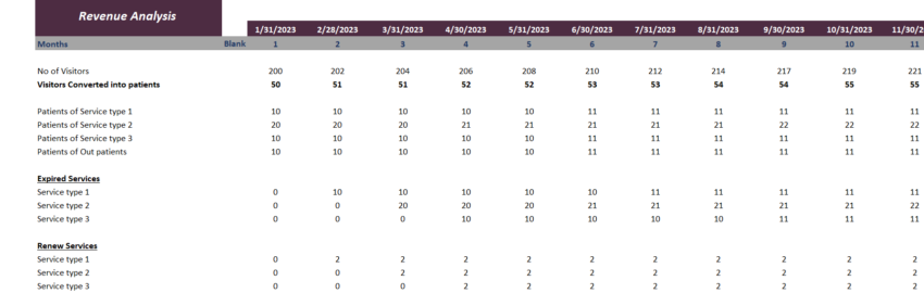 Drug Rehab Excel Financial Model Template-Revenue Analysis