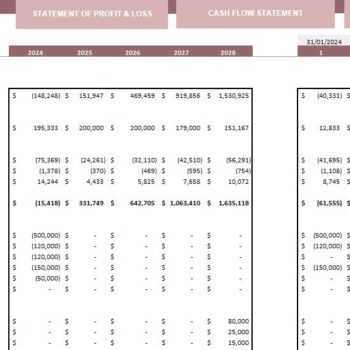 Orthopedic Center Excel Financial Model Template - Cashflow Statement