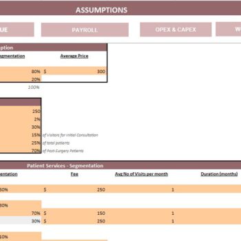 Orthopedic Center Excel Financial Model Template - Input Sheet