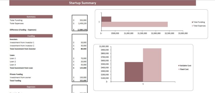 Orthopedic Center Excel Financial Model Template -Startup Summary