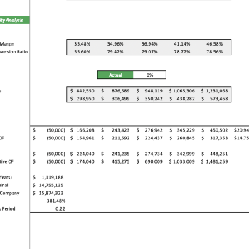 Hostel Excel Financial model - Sensitivity Analysis