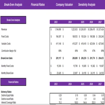 Beauty and Health Marketplace Excel Financial Model Projection Template - Financial Analysis