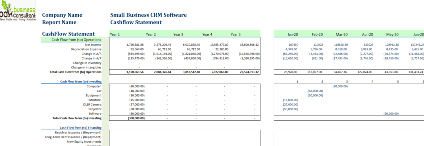 Small Business CRM Software Excel Financial Model