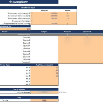 Virtual Classroom Excel Financial Model