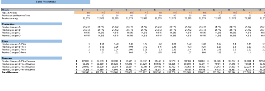 Farming Excel Financial Model