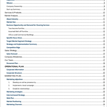 House Cleaning Business Plan-Index1