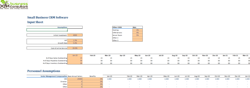 Small Business CRM Software Excel Financial Model