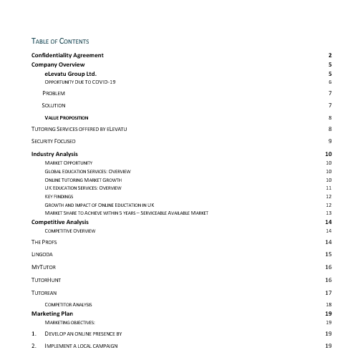 Online School Business Plan-Index 1