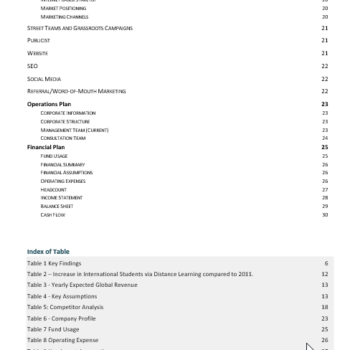 Online School Business Plan-Index 2