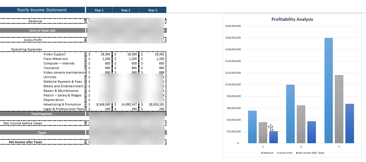 Virtual Classroom Excel Financial Model