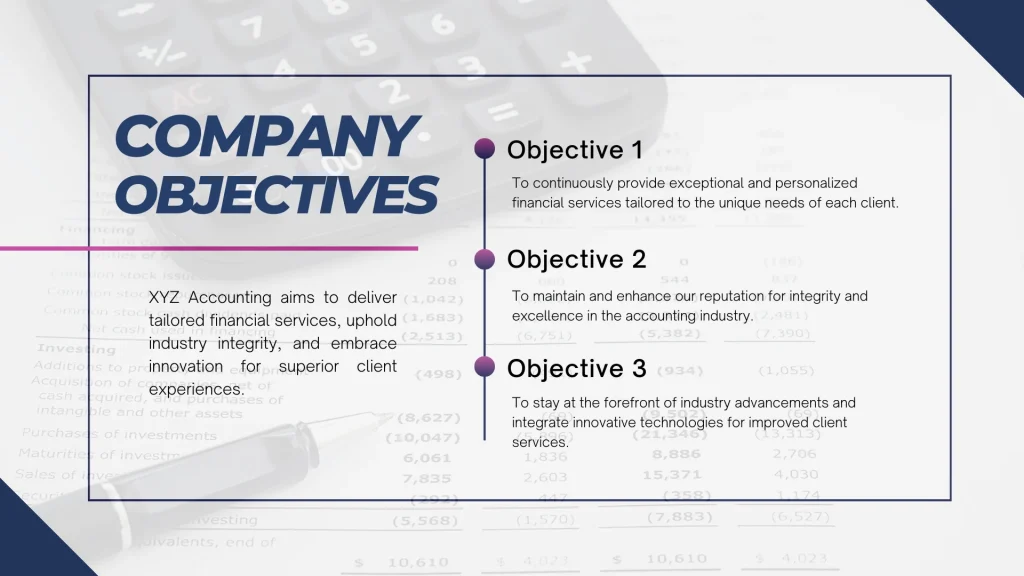 Accounting Firm Pitch Deck Template - Company Objectives