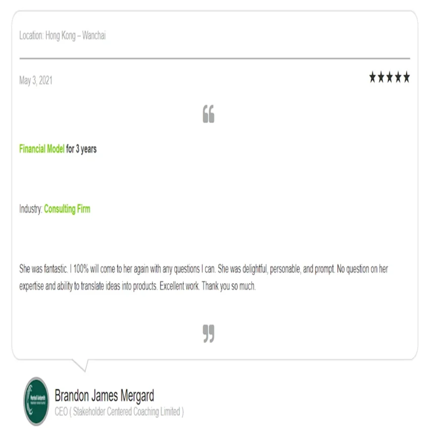 Architecture Financial Model - Testimonial