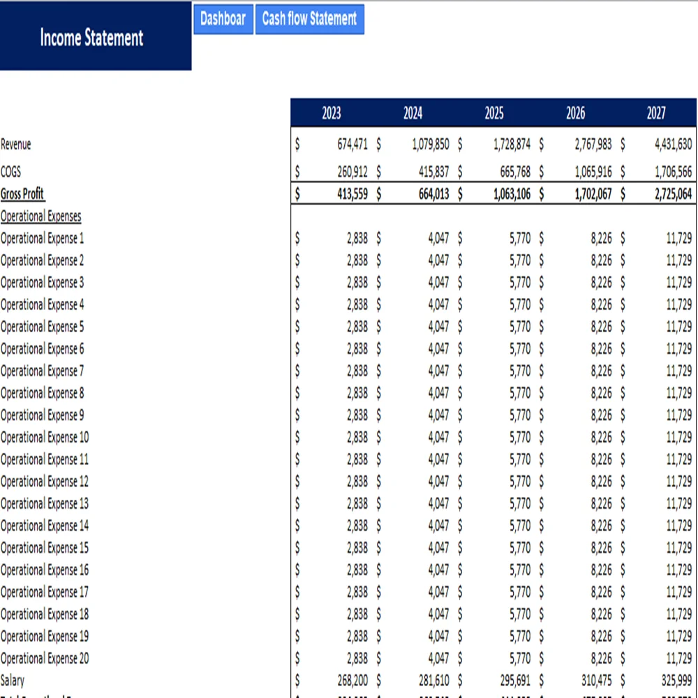 Landscape Design Excel Financial Model Template-Income Statement