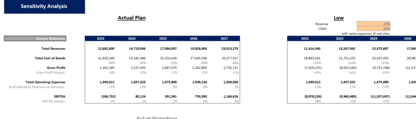 Money-Transfer Gas Station Excel Financial Model Template-Sensitivity Analysis