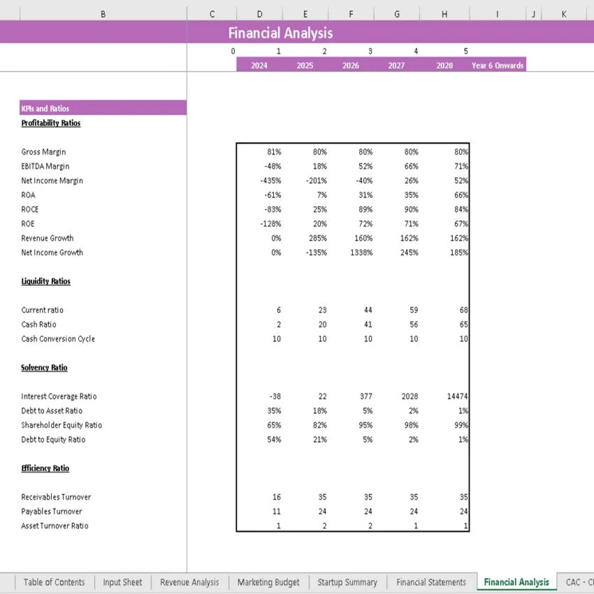 Milk Processing Plant Financial Model - KPIs and Ratios