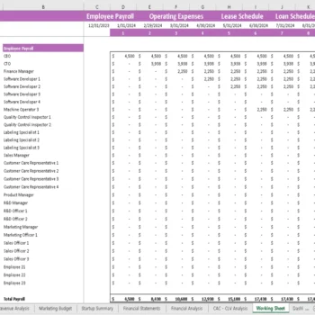 Milk Processing Plant Financial Model - Working Sheet